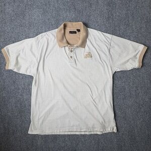 Vintage Stylo Golf Polo Shirt Mens 2XL Beige Tan Grid Las Vegas 100% Cotton